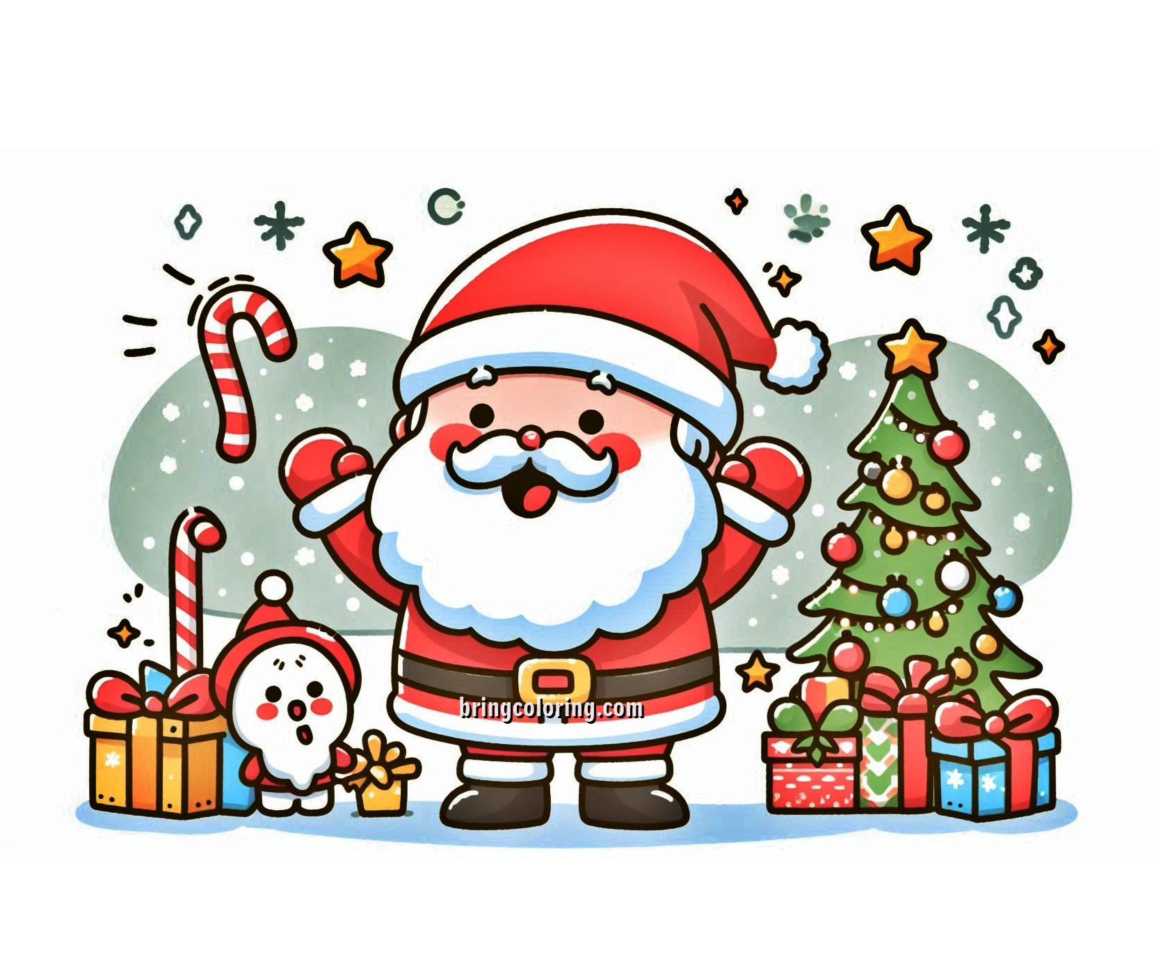 image of Santa Celebrates Chismast Eve Coloring Online