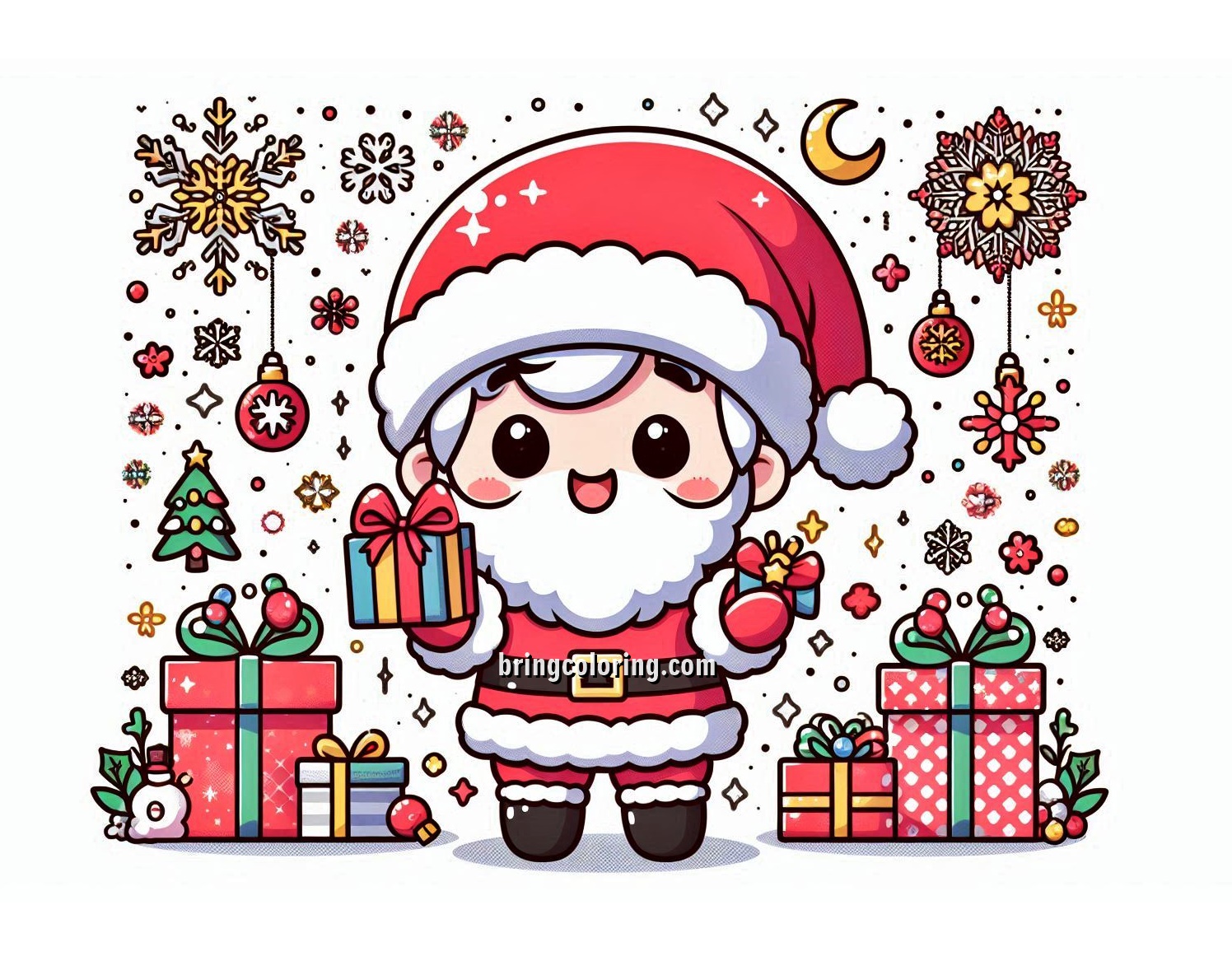 image of cute chibi santa coloring online