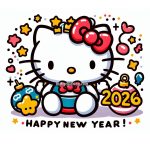Hello Kitty Celebrate Happy New Year 2026 Coloring Pages for Kids image of hello kitty celebrate happy new year 2026 coloring