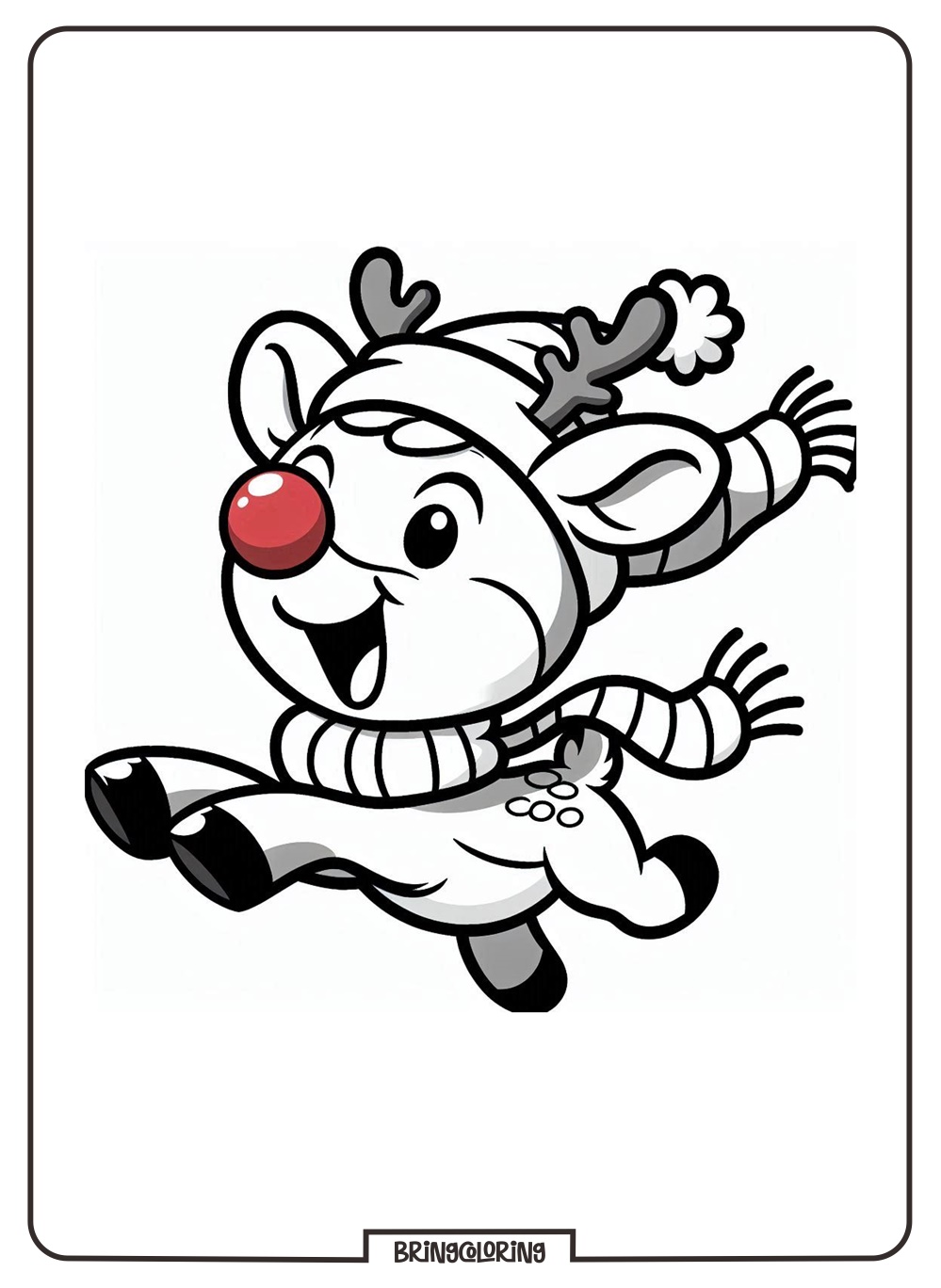 rudolph celebrates merry christmas coloring online page bringcoloring.com