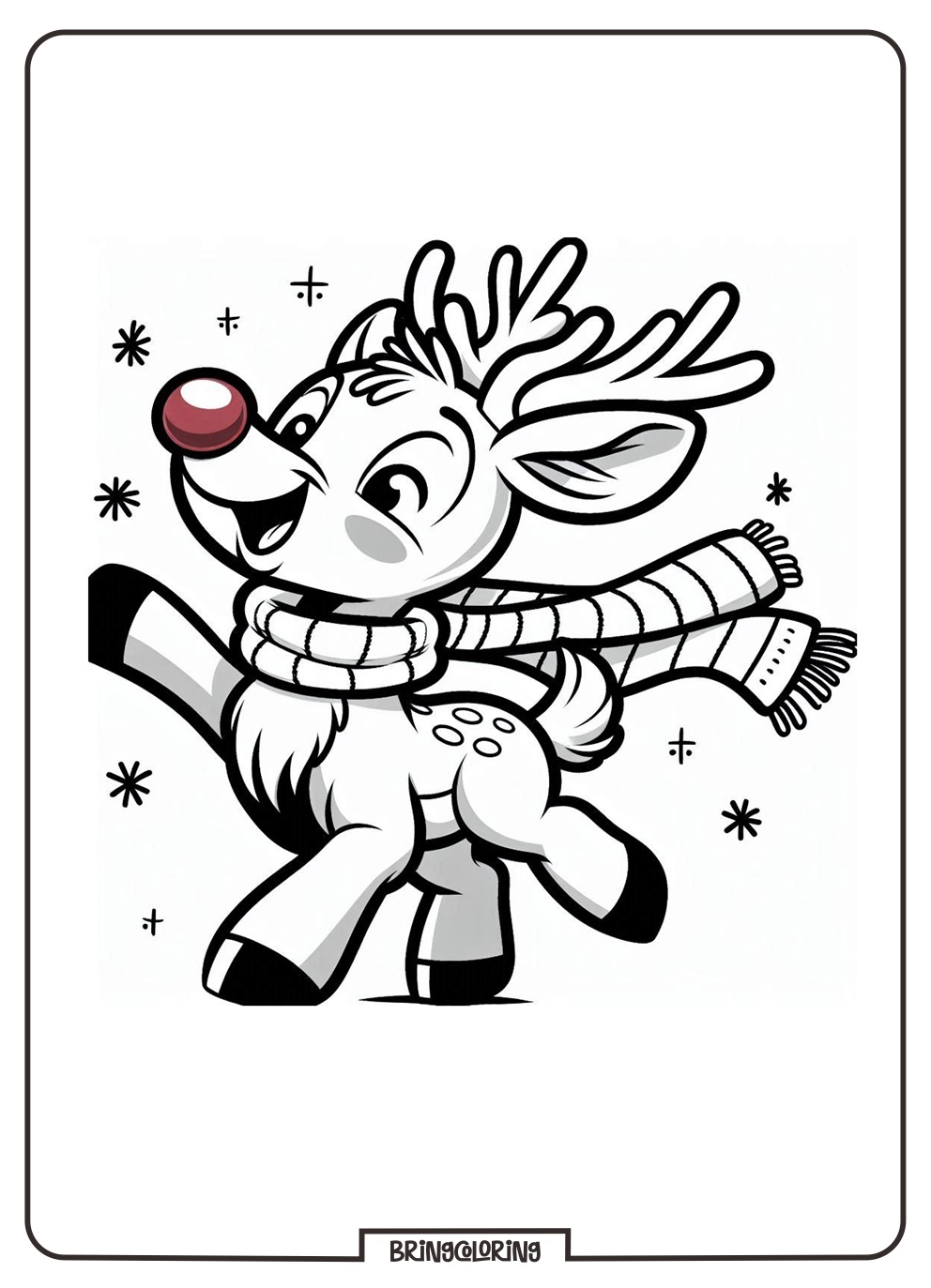 rudolph celebrates merry christmas coloring page bringcoloring.com