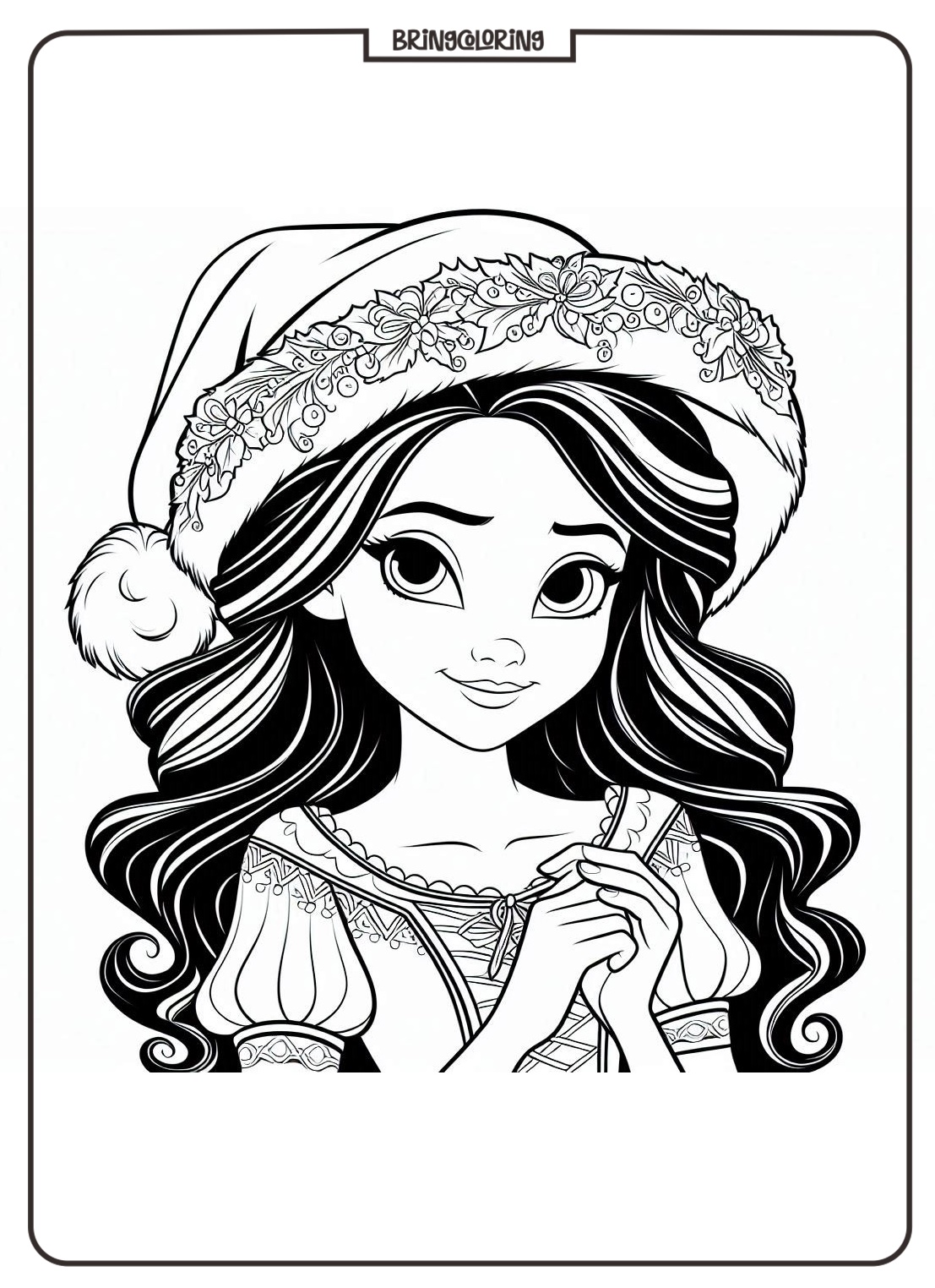 Elena of Avalor Wishes You a Merry Christmas and a Happy New Year Coloring