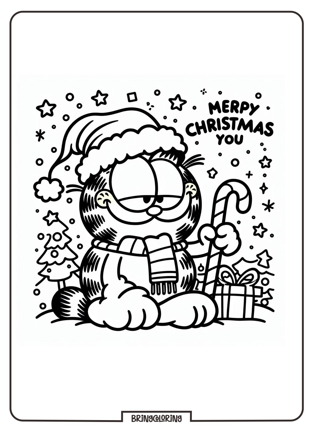 Garfield Wishes You a Merry Christmas and a Happy New Year Coloring Online Pages