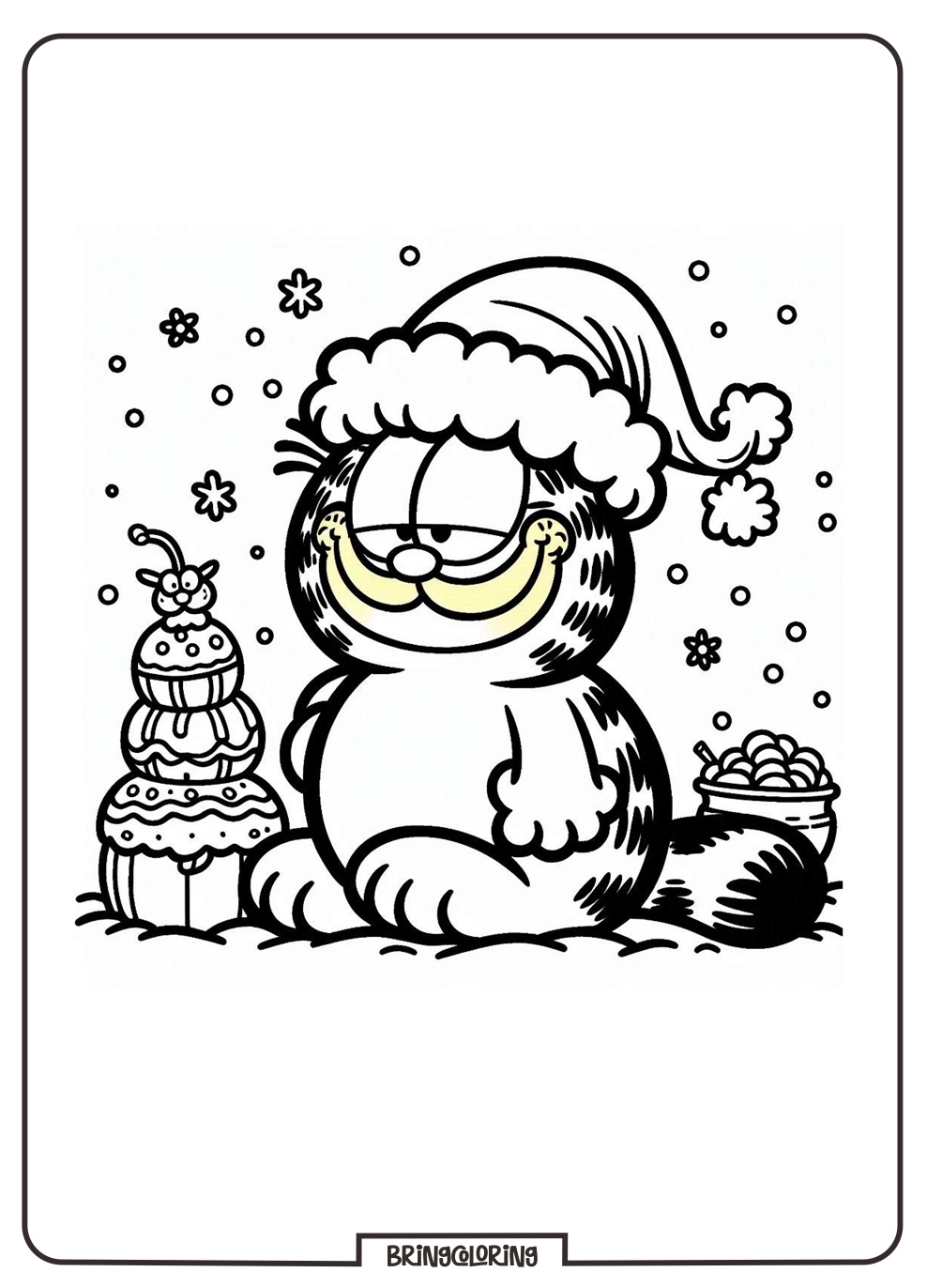 Garfield Wishes You a Merry Christmas and a Happy New Year Coloring Online