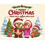 Image of Masha and The Bear Wishes You a Merry Christmas and Happy New Year