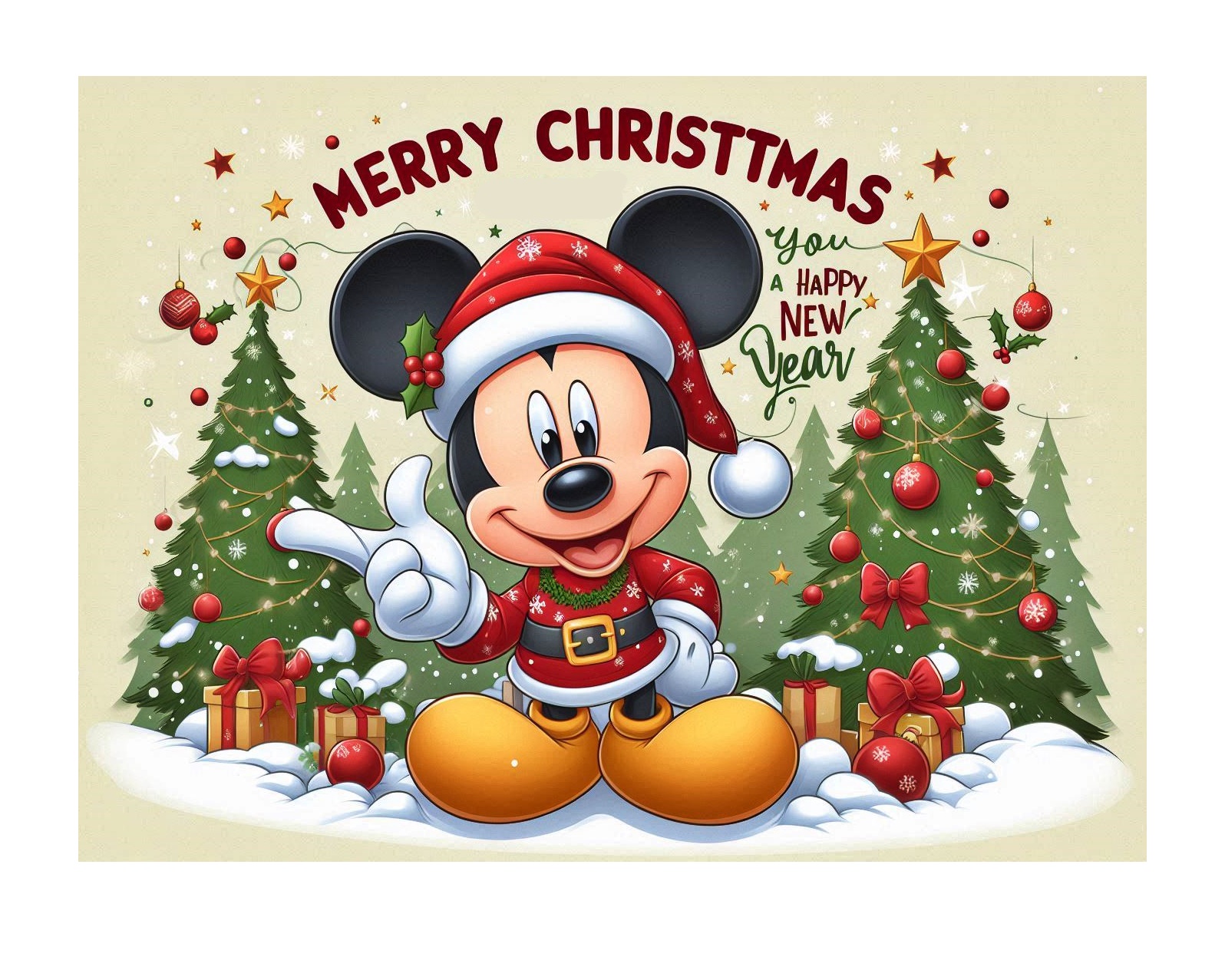 Image of Mickey Mouse Wishes You a Merry Christmas and Happy New Year