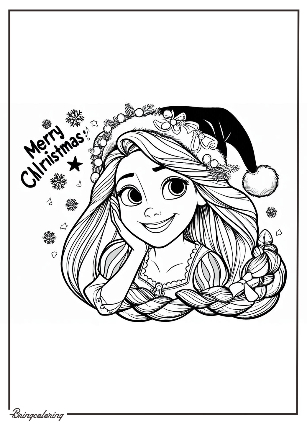 Welcome to Rapunzel’s Christmas and New Year Coloring Pages! 1 Rapunzel Wishes You a Merry Christmas and Happy New Year Coloring Online