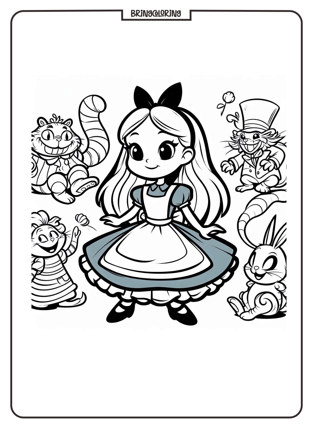 Alice in Wonderland Coloring Page for Kids 2 Alice in Wonderland Coloring Online Page bringcoloring.com
