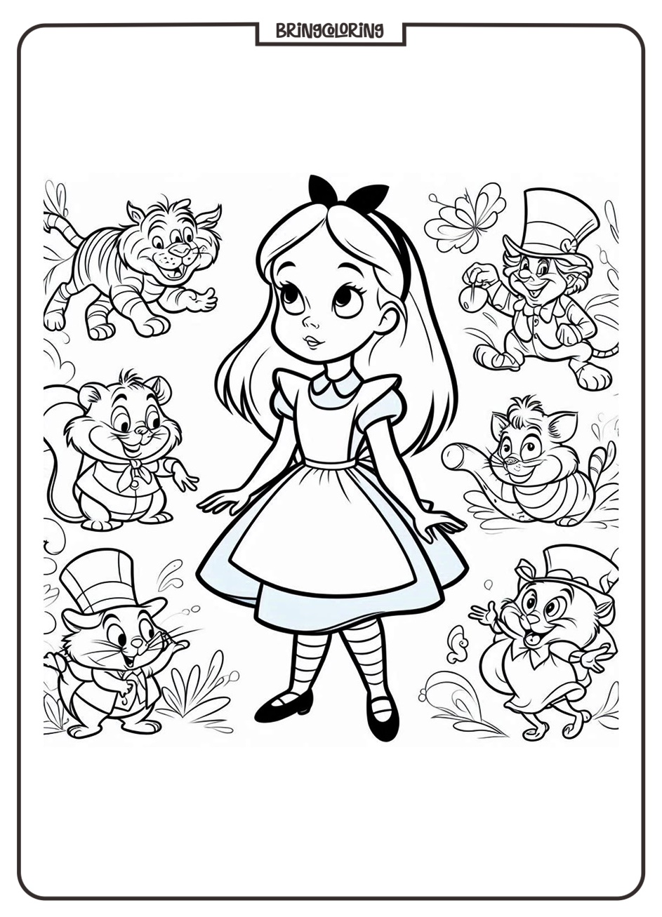Alice in Wonderland Coloring Page for Kids 1 Alice in Wonderland Coloring Online bringcoloring.com