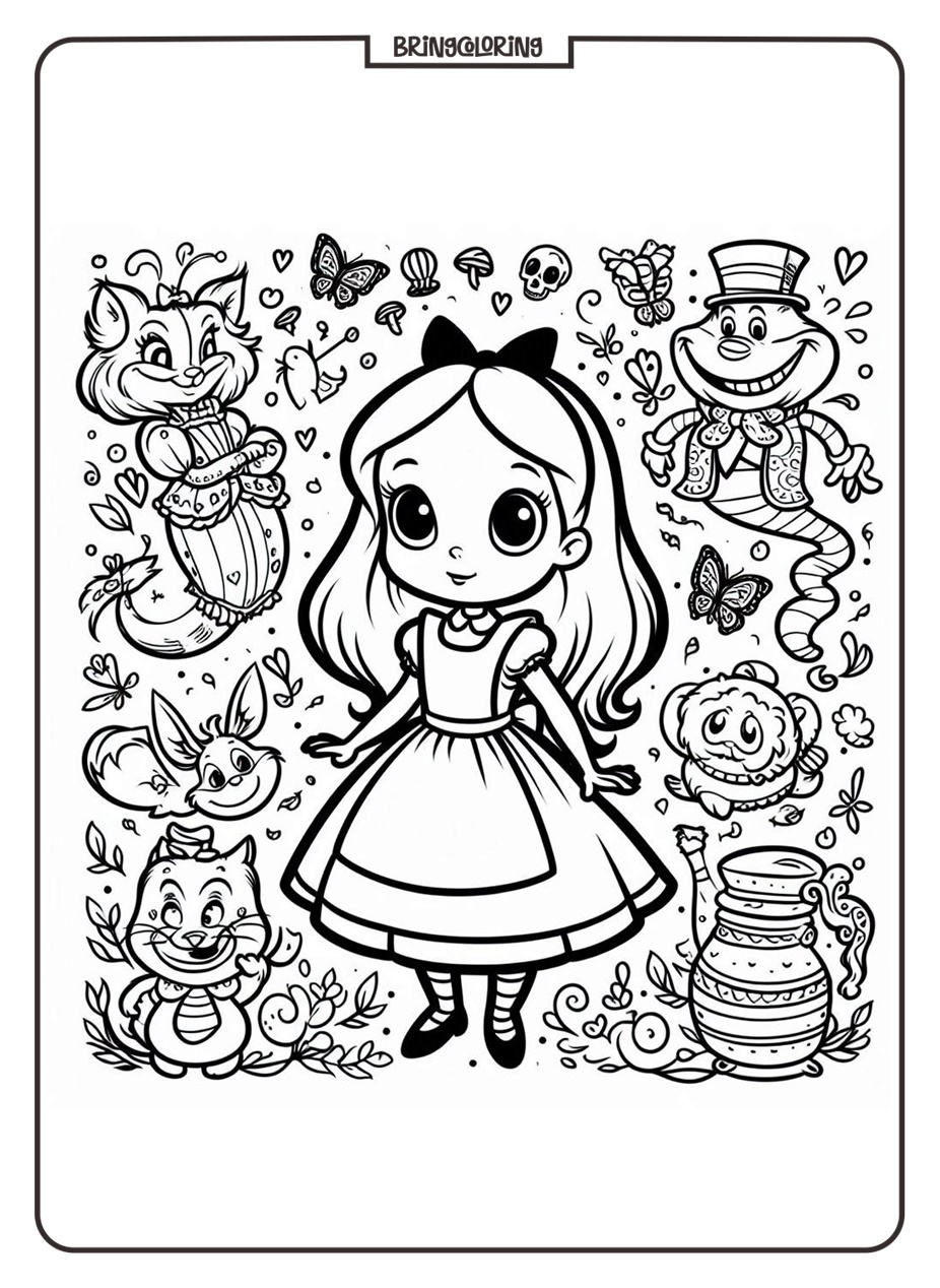 Alice in Wonderland Coloring Page for Kids 3 Alice in Wonderland Coloring Pages bringcoloring.com