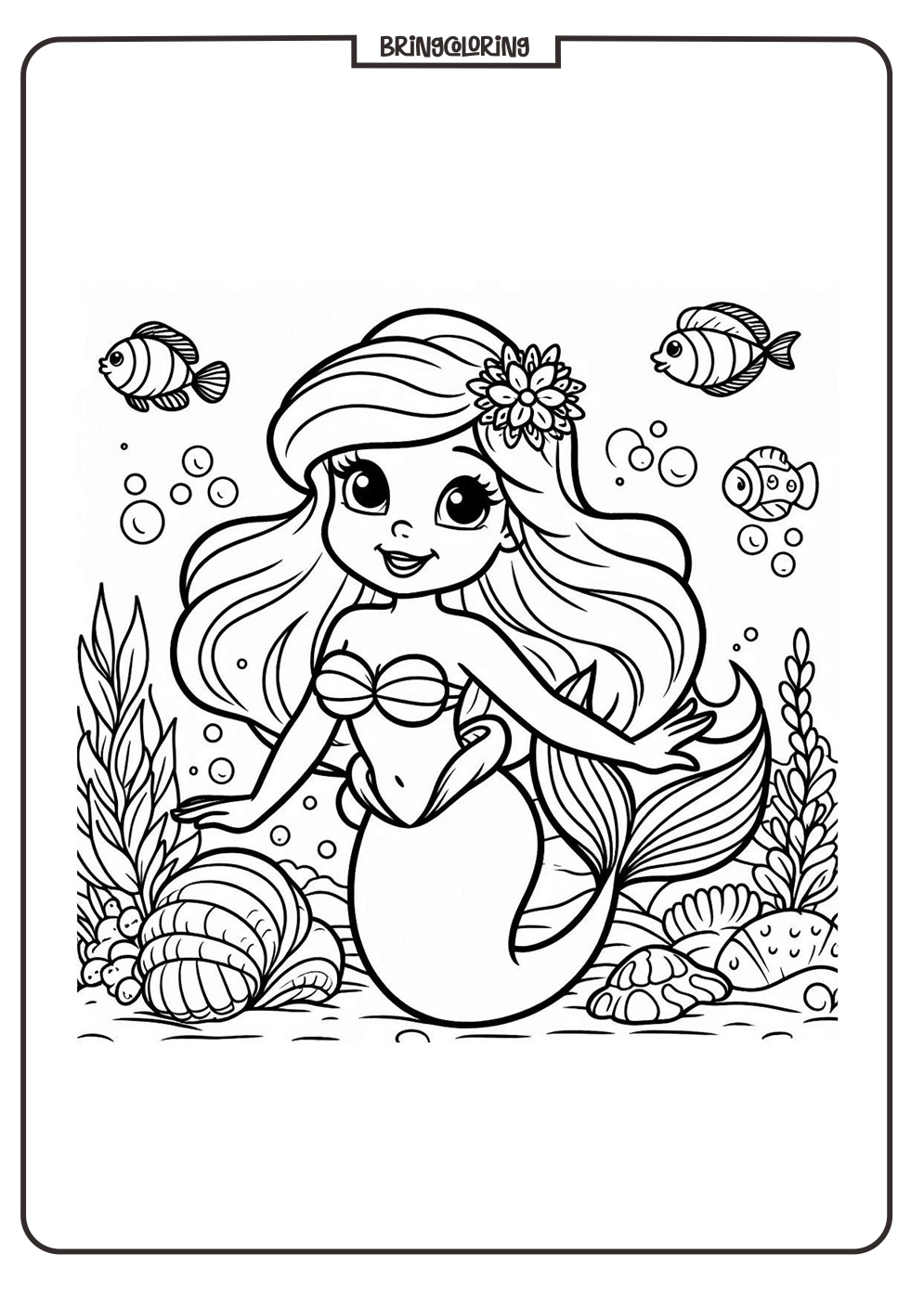 Ariel The Little Mermaid Coloring Online Page bringcoloring.com