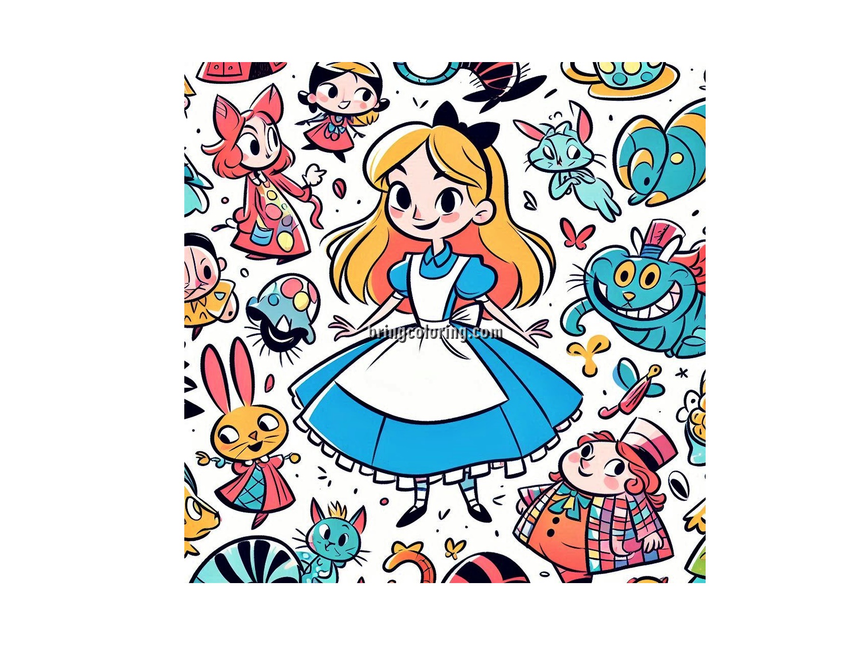 Alice in Wonderland Coloring Page for Kids 4 Image of Alice in Wonderland Coloring