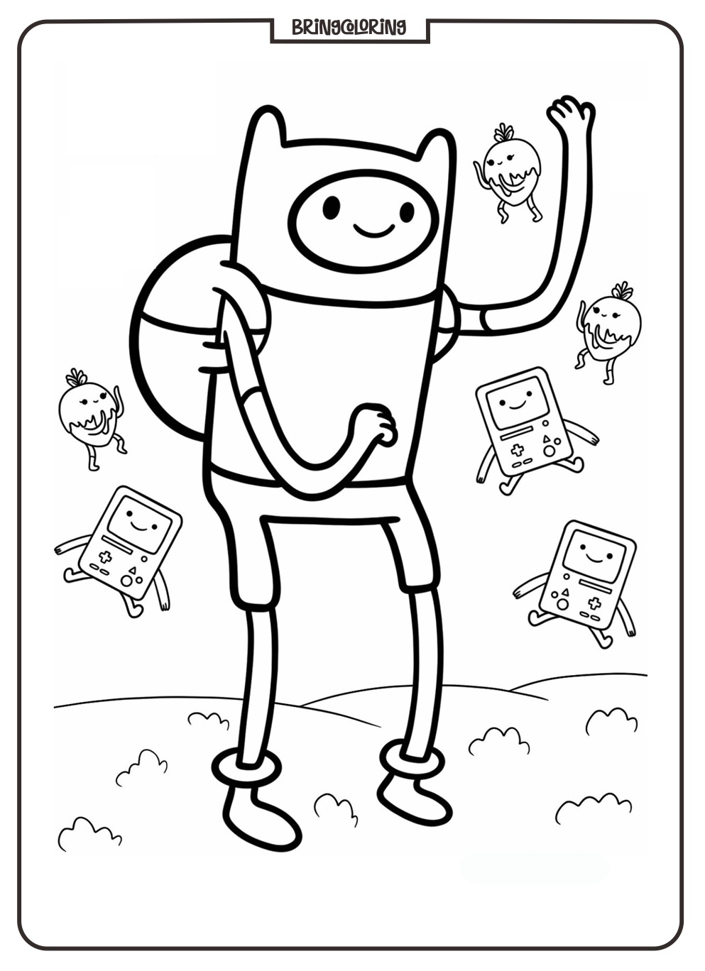 Finn from Adventure Time Coloring Pages for Kids 5 Simple Finn The Human Coloring Online Page bringcoloring.com