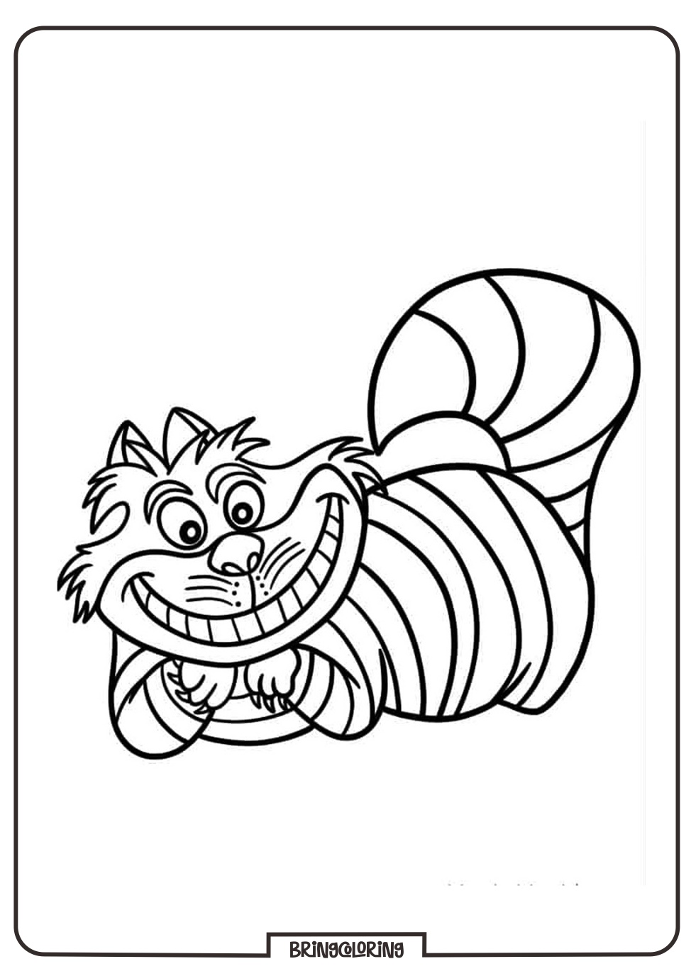 bringcoloring.com Coloring Online Page of Cheshire Cat From Alice In Wonderland