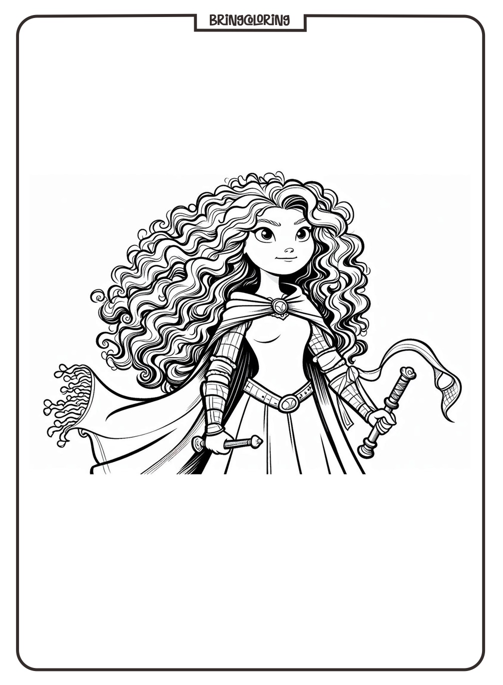 Brave Merida Coloring Page for Kids bringcoloring.com
