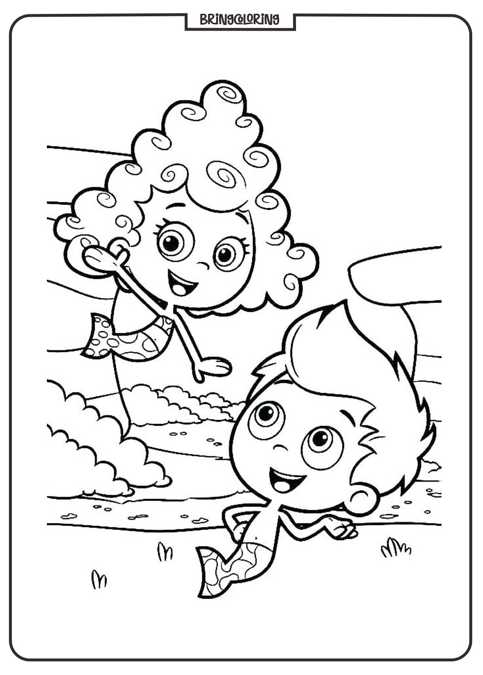 Bubble Guppies Characters Coloring Page for Kids bringcoloring.com