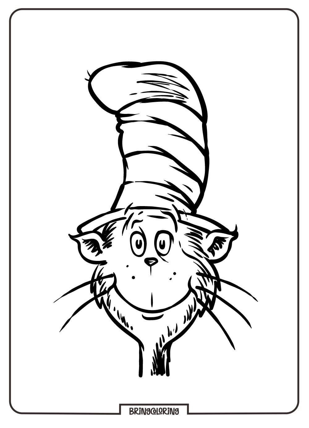 Cat in The hat Coloring Page bringcoloring.com