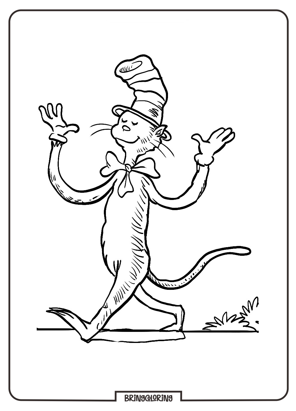Cat in The hat Coloring Pages bringcoloring.com