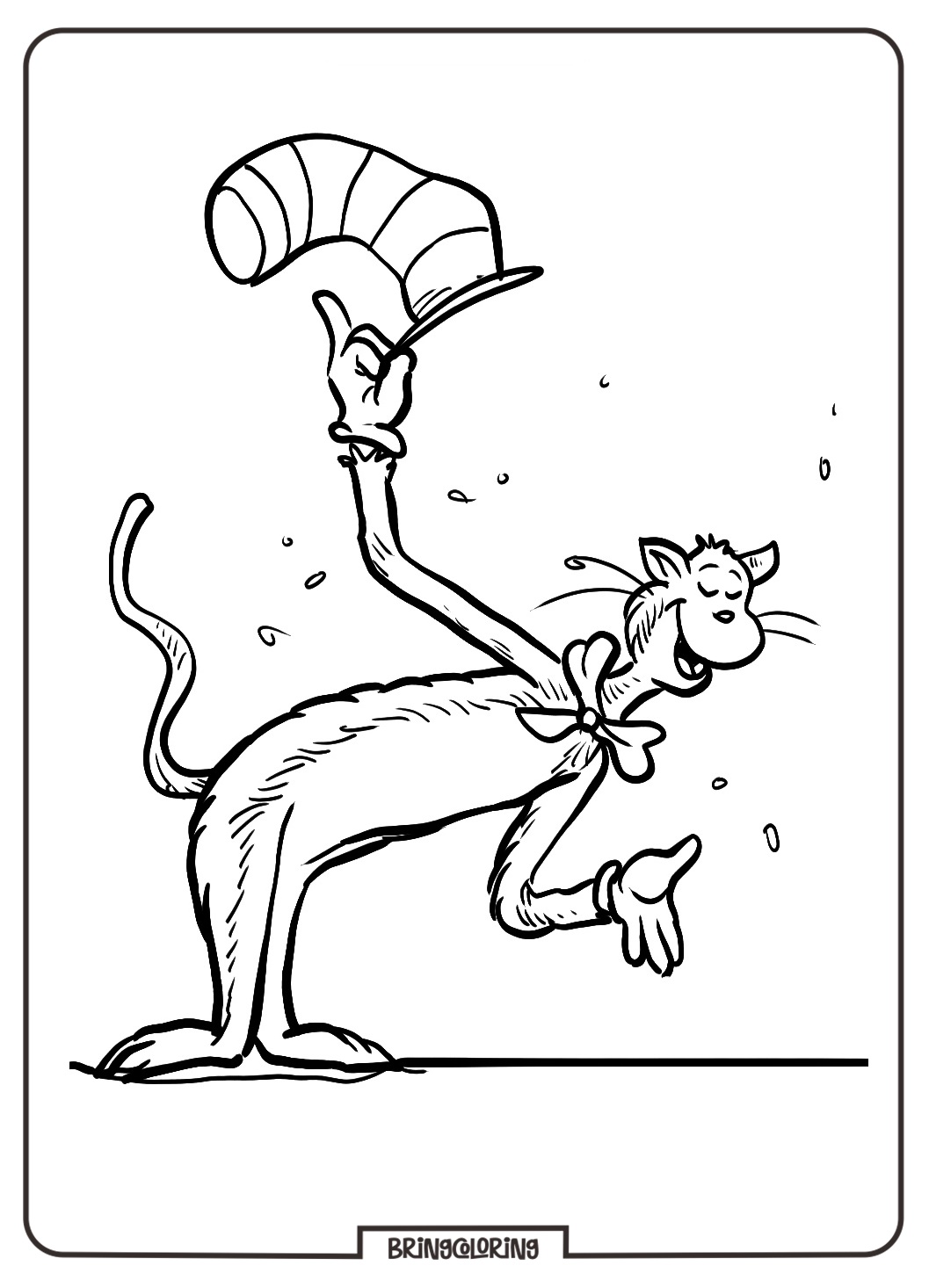 Cat in The hat Coloring Pages for Kids bringcoloring.com