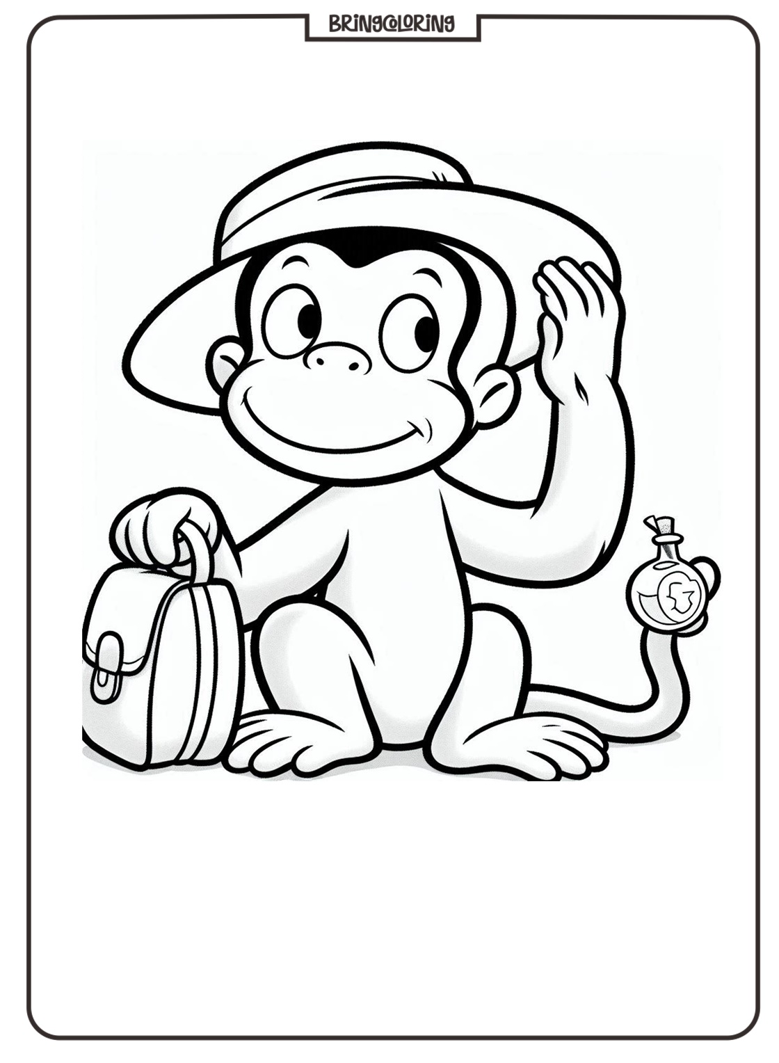 Curious George Coloring Page for Kids bringcoloring.com