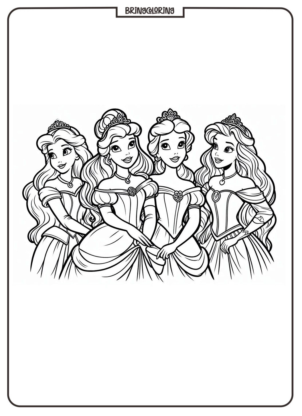 Disney princess Coloring Page for Kids bringcoloring.com