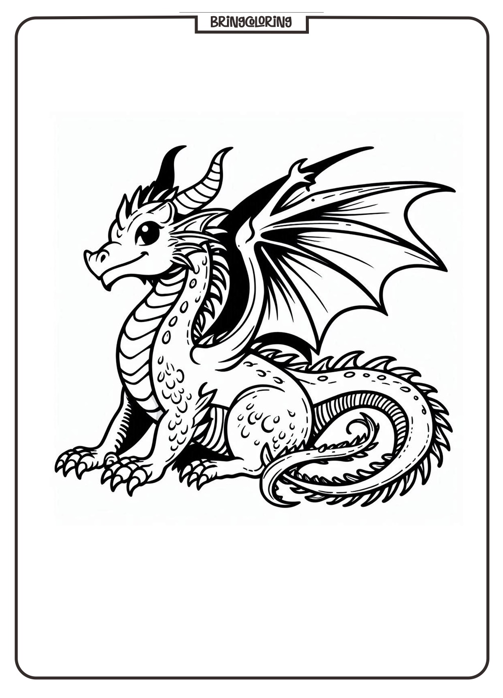Dragon Coloring Pages for Kids 1 Dragon Coloring Page bringcoloring.com