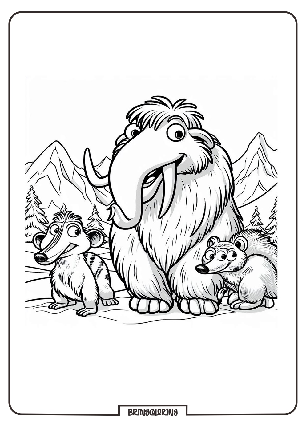 Travel Back in Time with this Fun Ice Age Animals Coloring Page! 1 Ice Age Coloring Page bringcoloring.com
