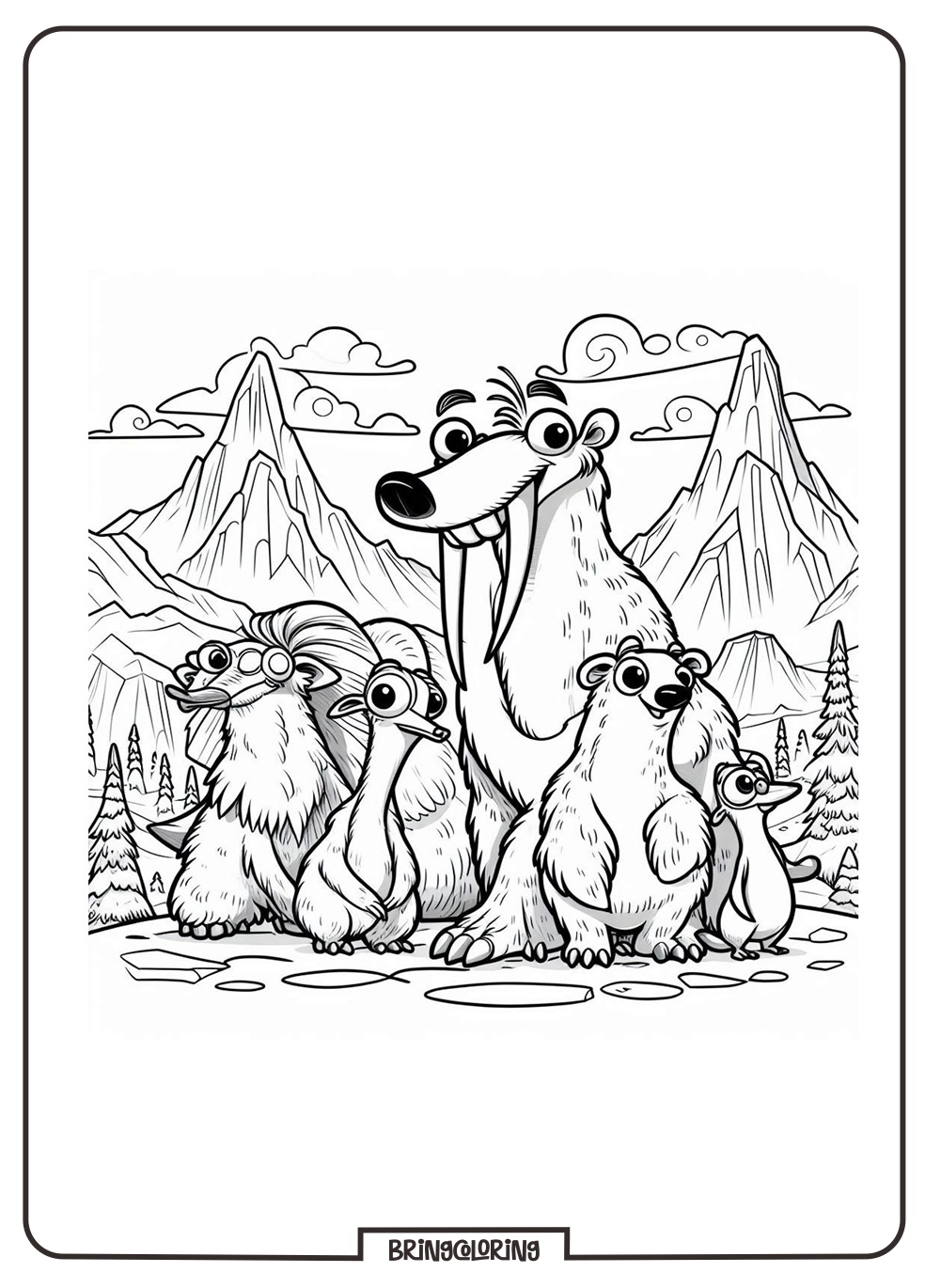 Travel Back in Time with this Fun Ice Age Animals Coloring Page! 2 Ice Age Coloring Pages bringcoloring.com