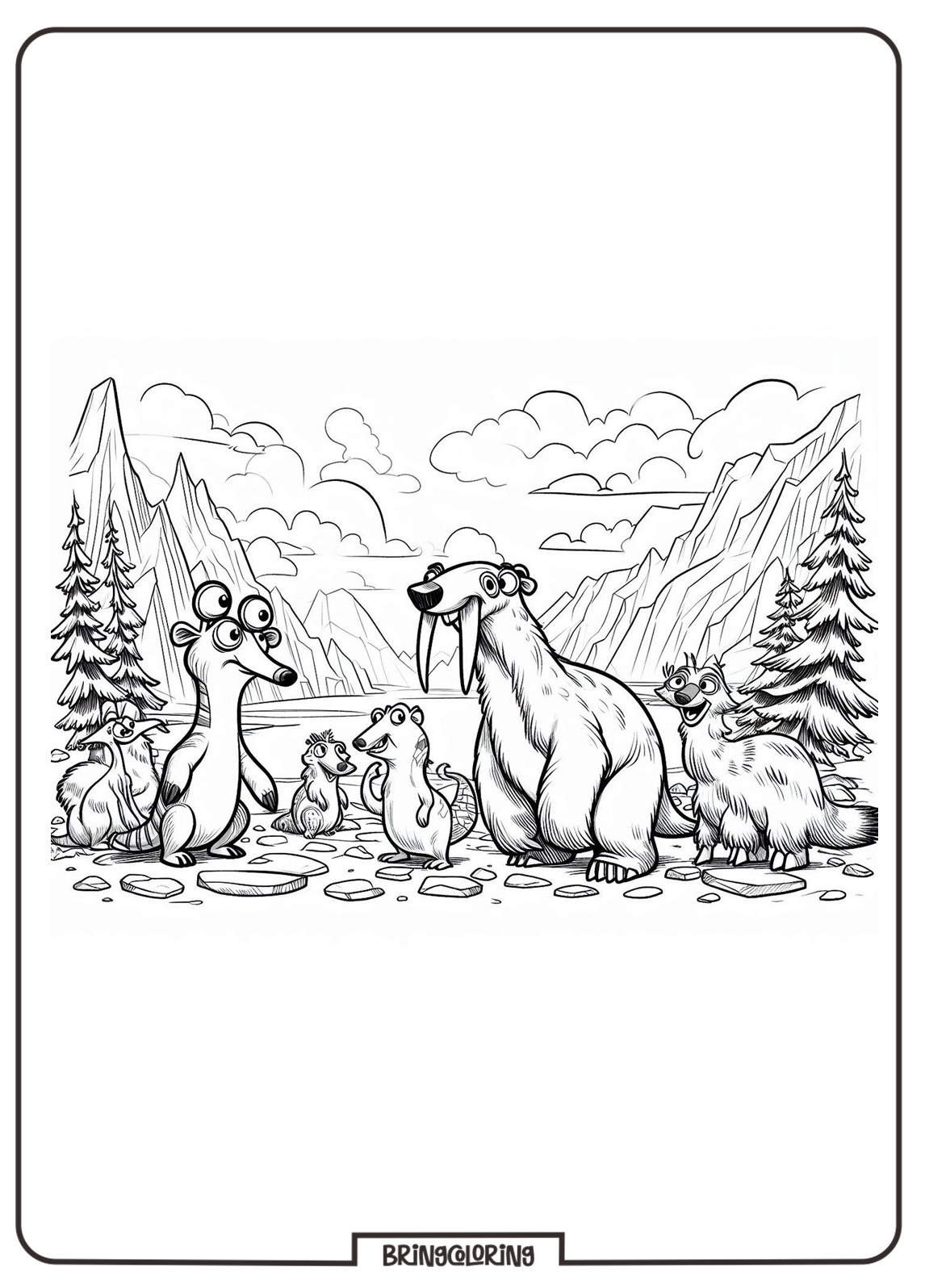 Travel Back in Time with this Fun Ice Age Animals Coloring Page! 3 Ice Age Coloring Pages for Kids bringcoloring.com