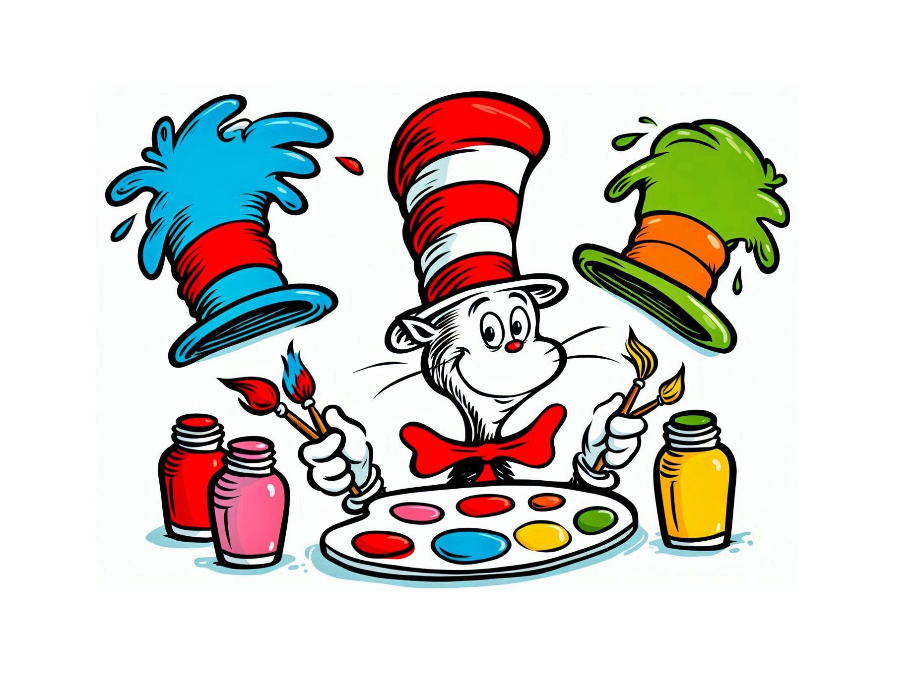 Image of Cat in The hat Coloring