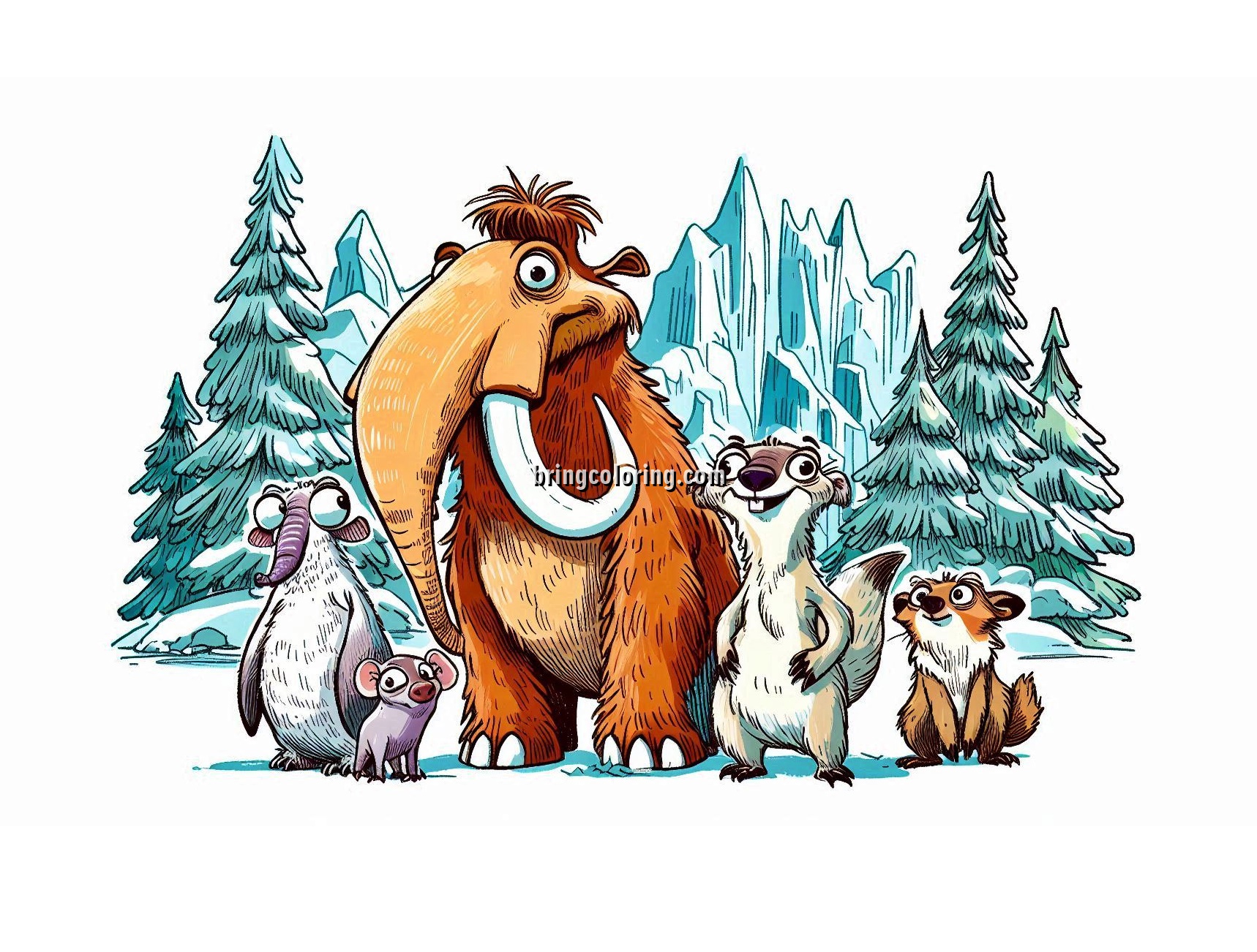 Travel Back in Time with this Fun Ice Age Animals Coloring Page! 4 Image of Ice Age Coloring Pages