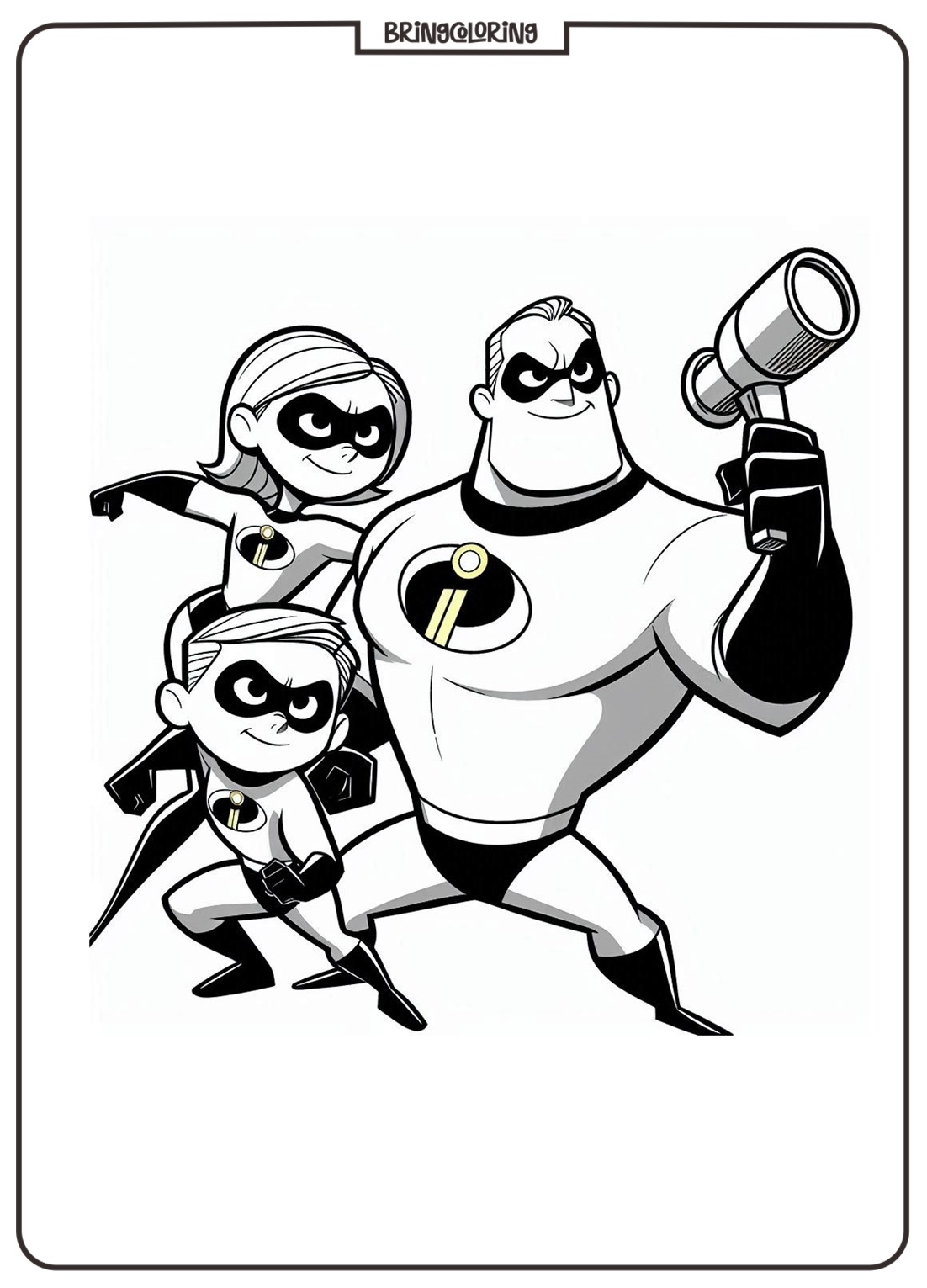 Get Ready for Super Fun with The Incredibles Coloring Pages! 5 The Incredibles Cartoon Movie Coloring Pages for Kids bringcoloring.com