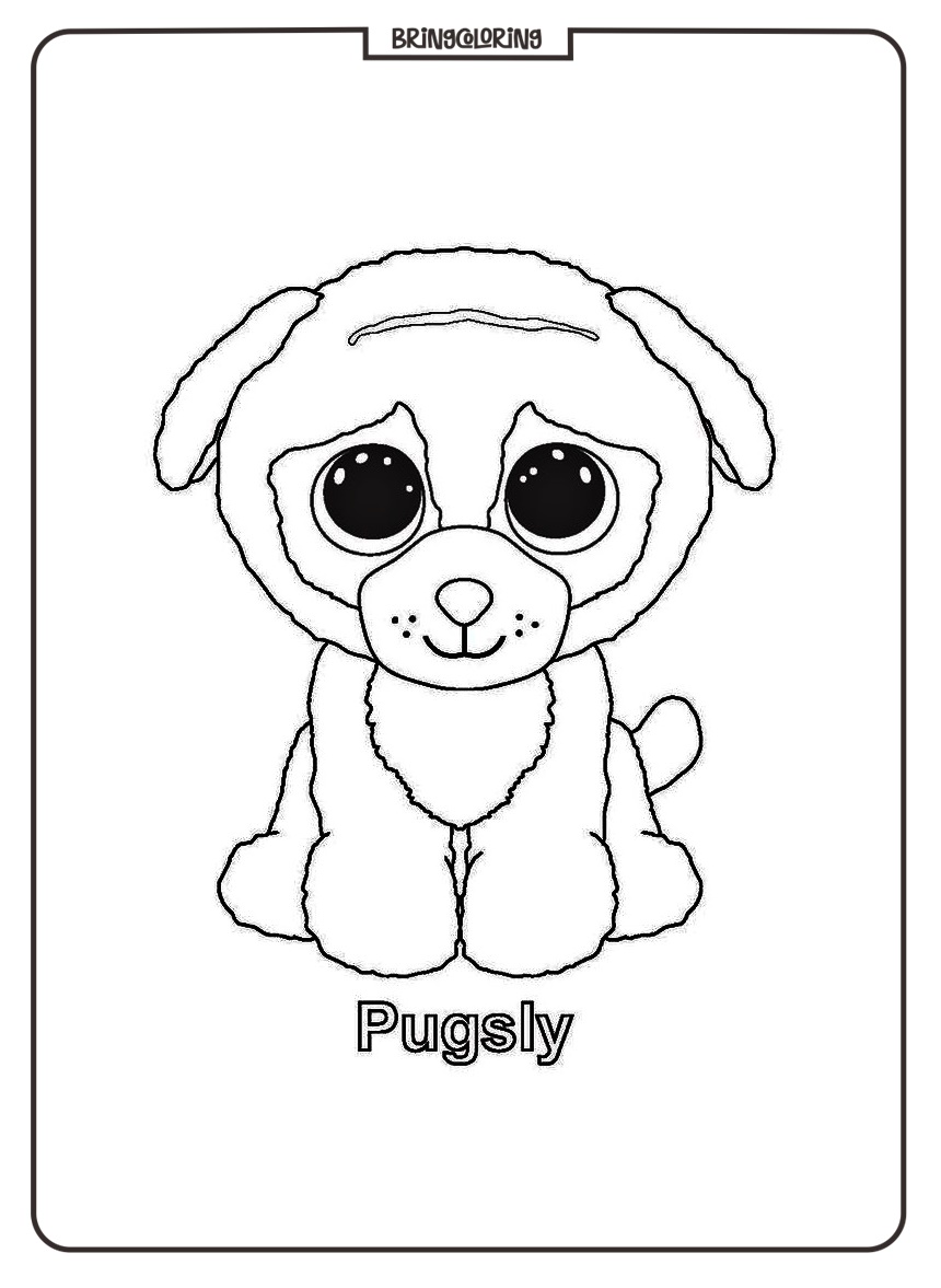 beanie boo pugsly coloring online page bringcoloring.com