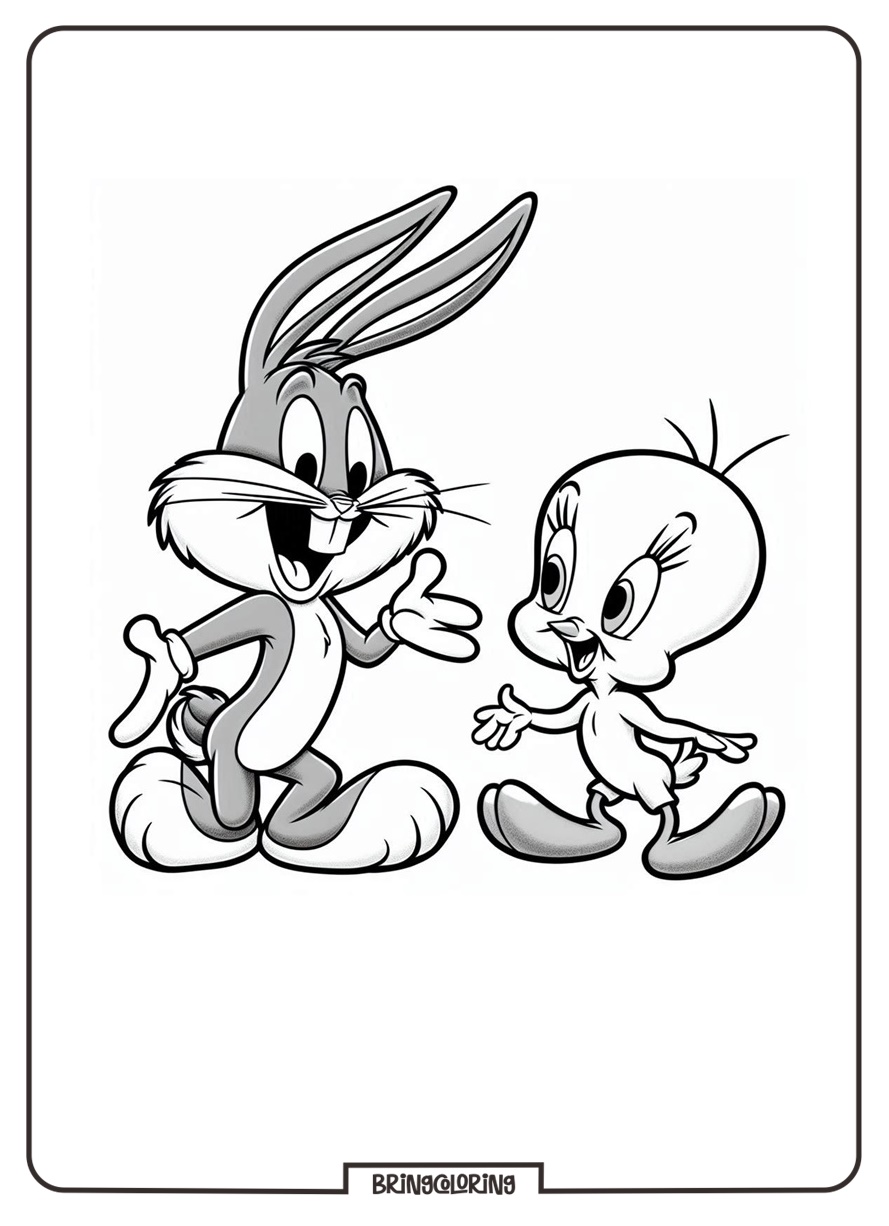 bugs bunny and tweety bird coloring page for kids bringcoloring.com