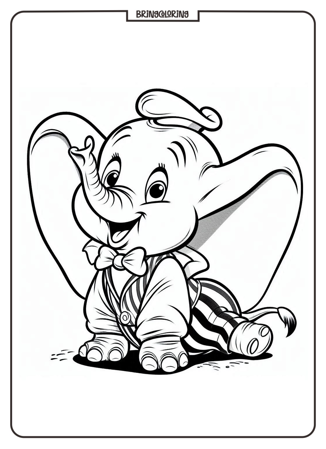 Welcome to The Magical World of Dumbo Coloring Pages! 2 cute Dumbo coloring page for kids bringcoloring.com