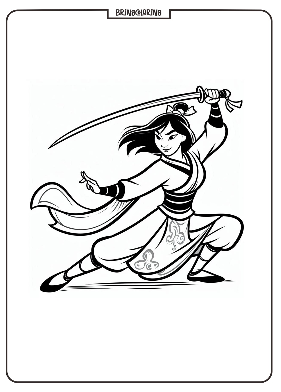 Mulan cartoon Movie Coloring bringcoloring.com