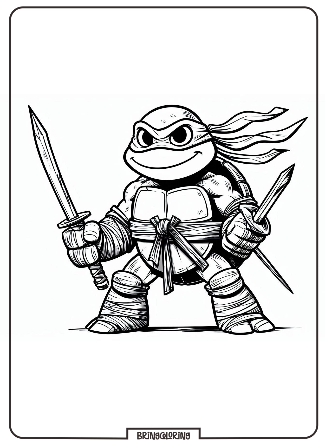 Ninja Turtle Coloring Pages for Kids, Action-Packed Coloring Fun 2 Ninja Turtle Coloring Online Page bringcoloring.com