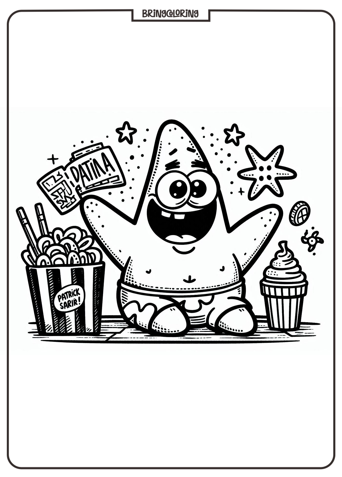 Patrick Star coloring page for kids bringcoloring.com