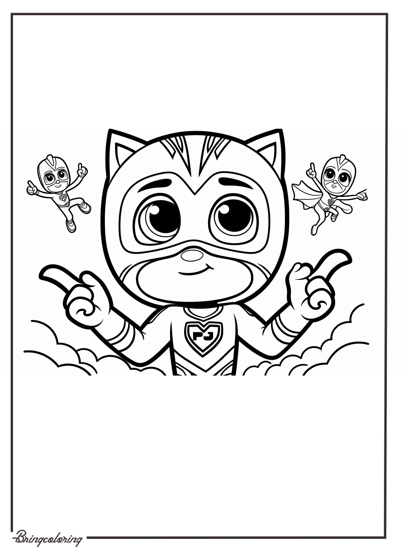 PJ Masks Coloring Pages for Kids, Color Your Favorite Nighttime Heroes 3 Pj Mask coloring page for kids bringcoloring.com