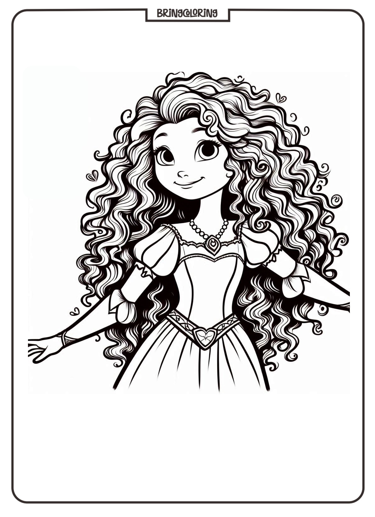 Princess Merida Coloring Pages for Kids, Brave and Creative Fun 1 Princess Merida Coloring Online Page bringcoloring.com