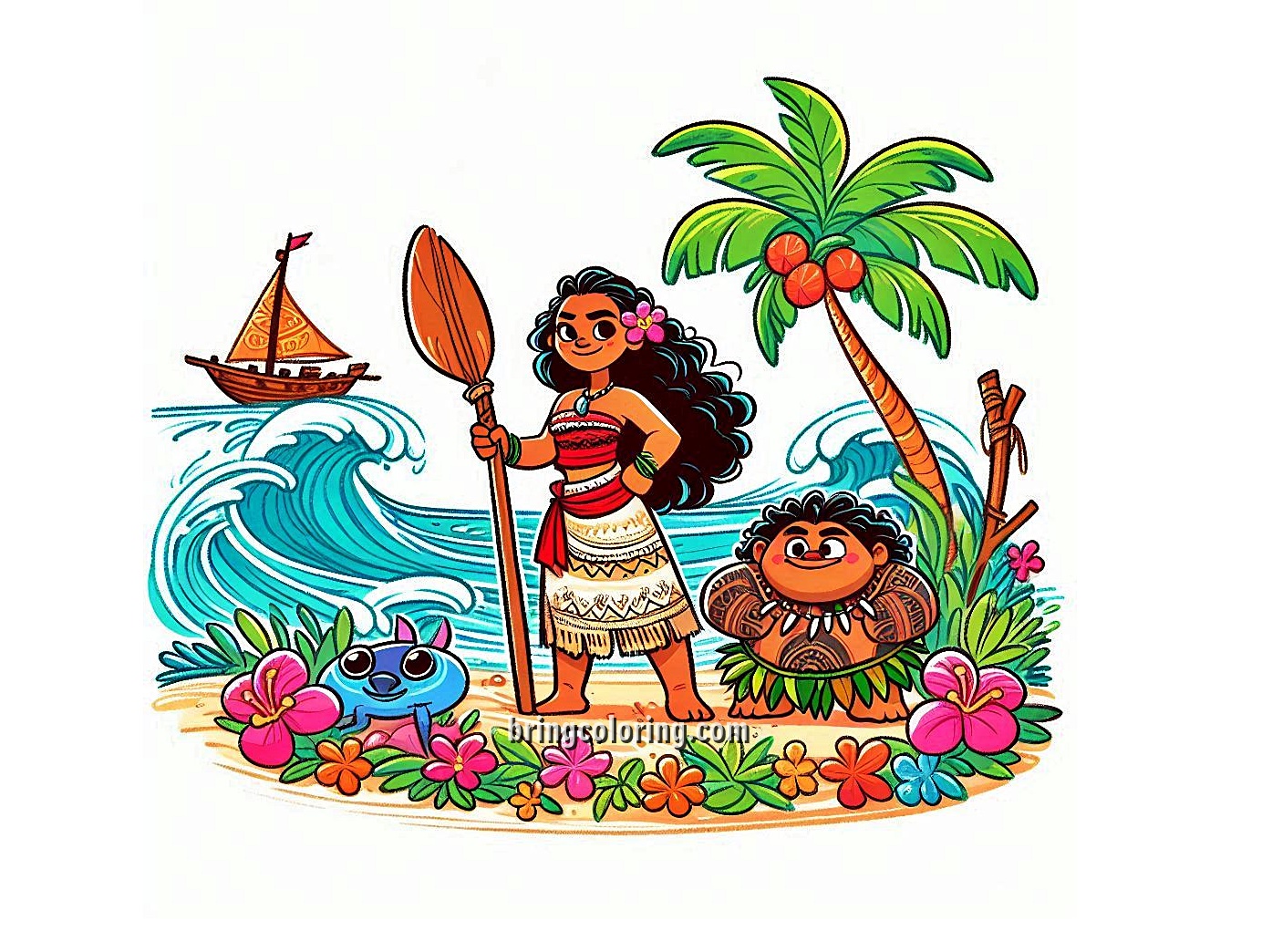 image of moana coloring page