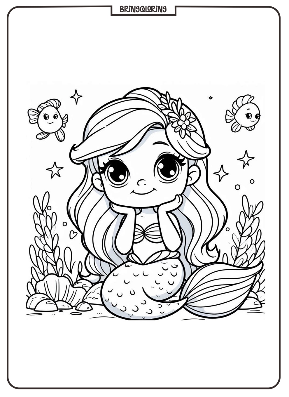little mermaid coloring online page for kids bringcoloring.com
