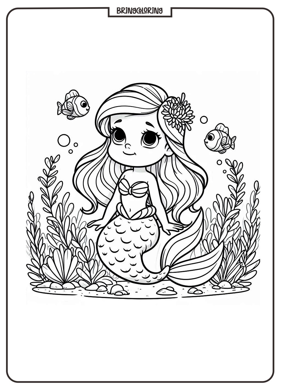 little mermaid coloring page bringcoloring.com
