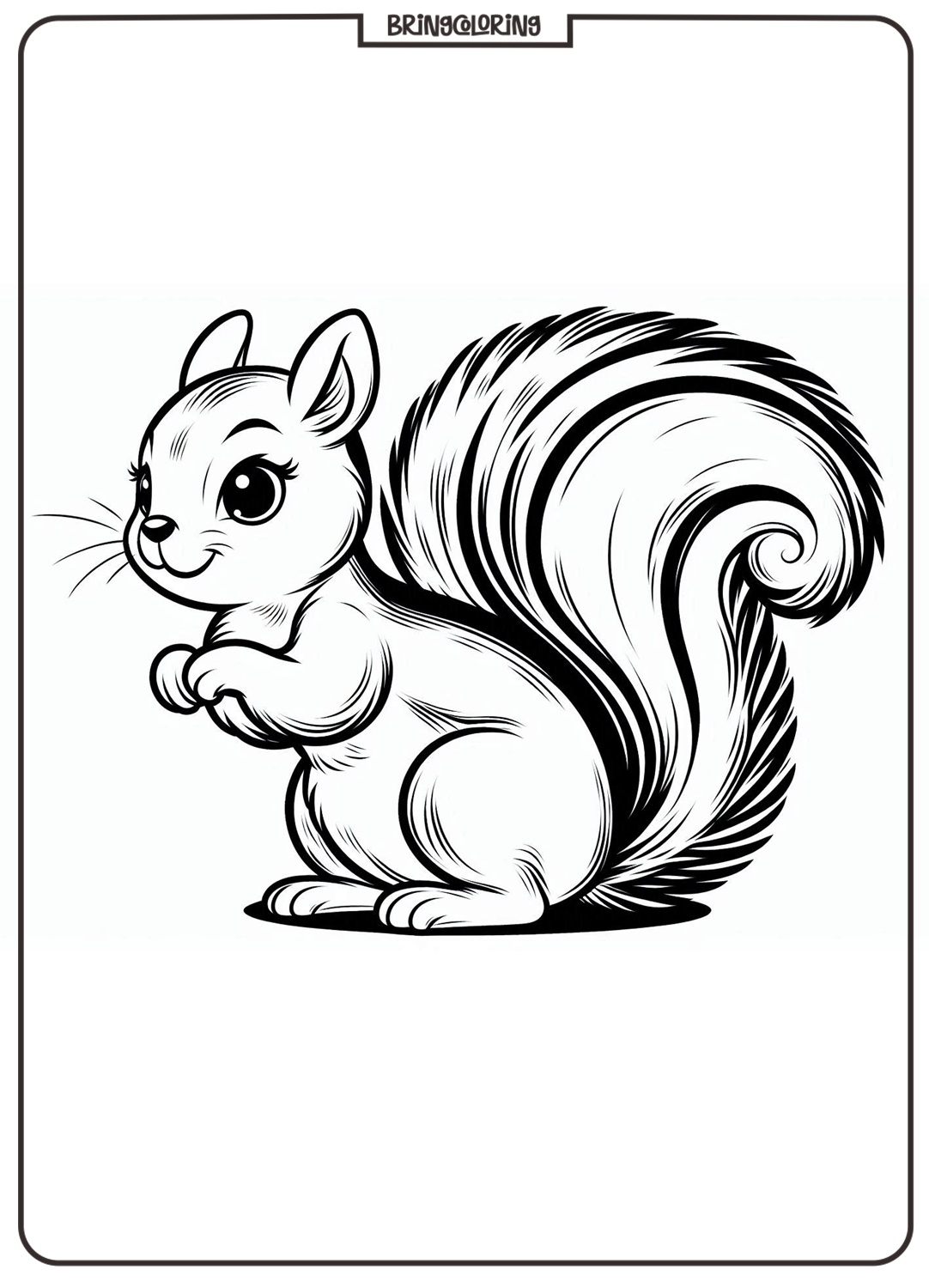 Animal Squirrel Coloring Page for Kids