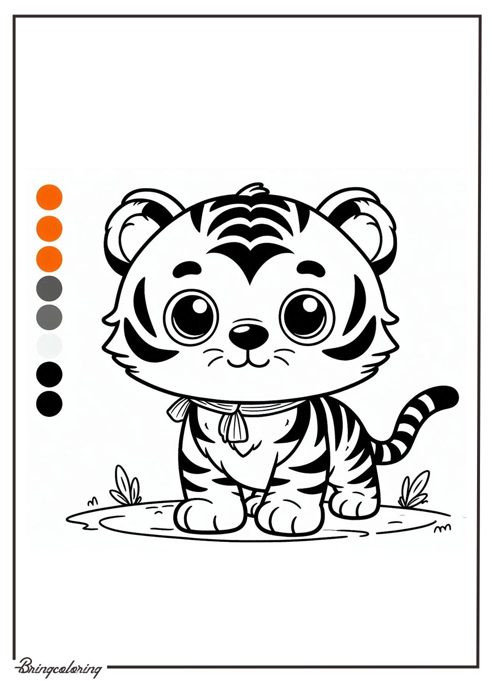 Cartoon Cute Tiger Coloring Page for Kid
