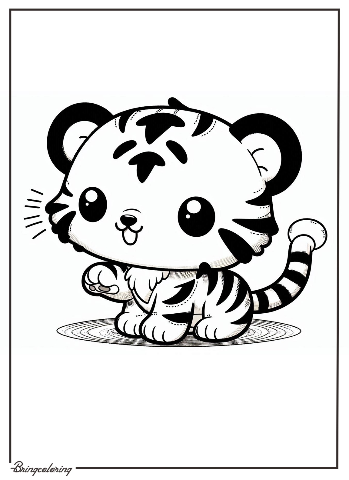 Cartoon Cute Tiger Coloring Pages for Kids