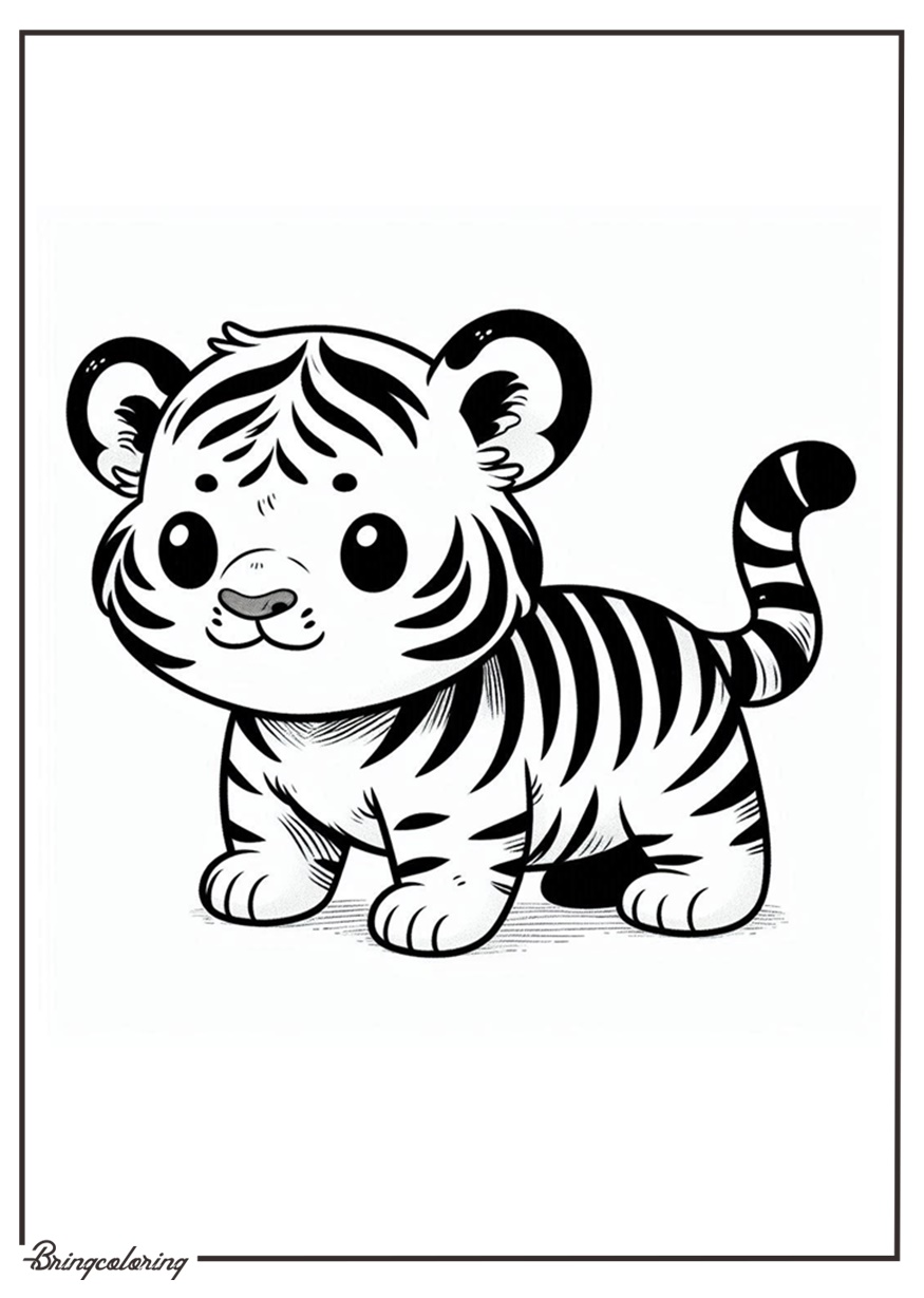 Cartoon Cute Tiger Coloring Pages