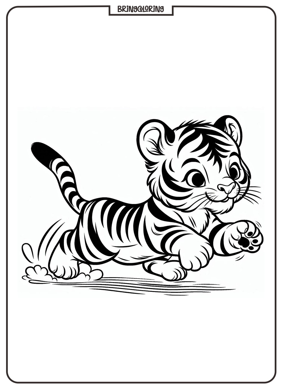 Cute Baby Tiger Coloring Page for Kids