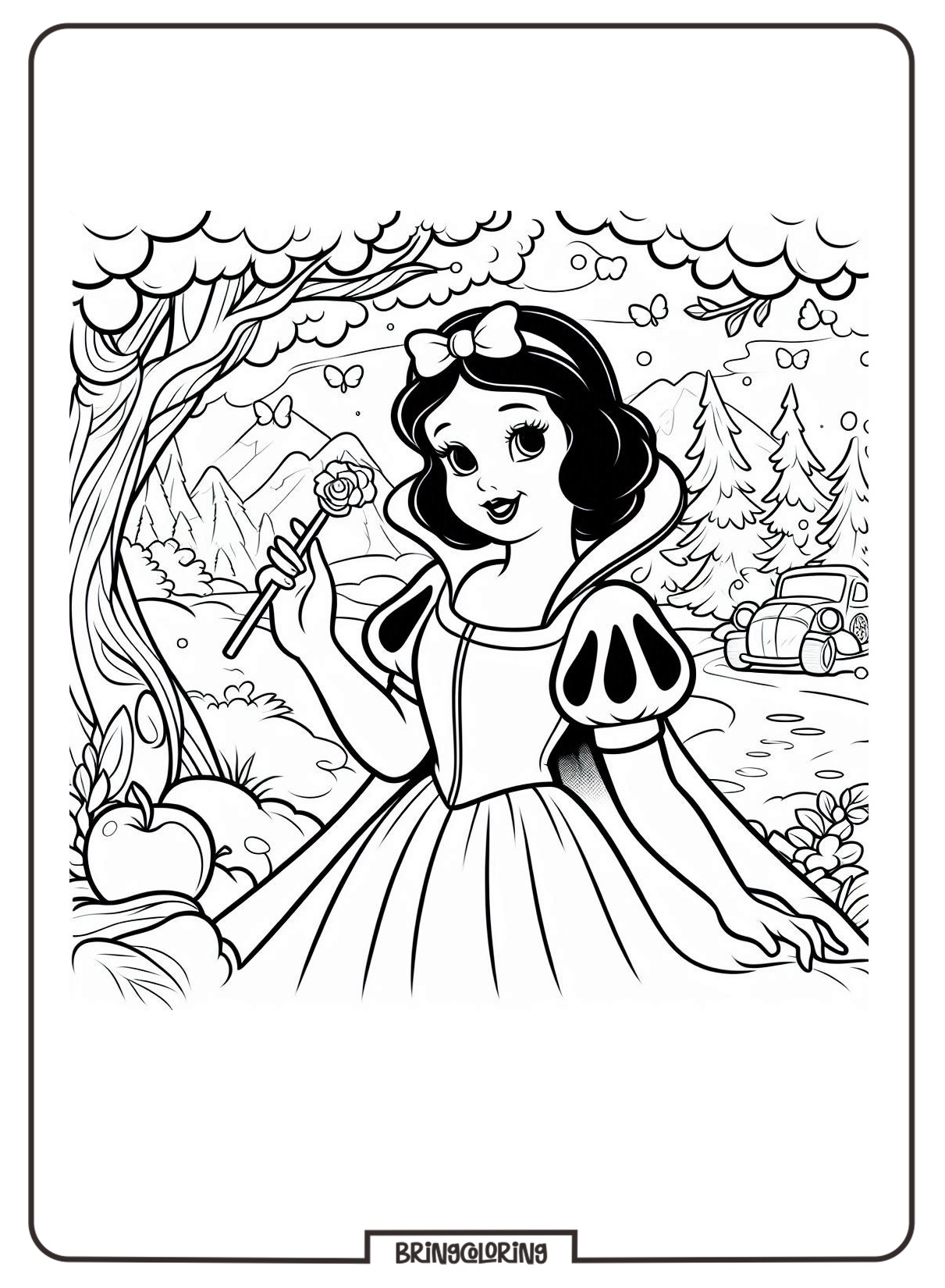 Beautiful Snow White Coloring Pages for Kids 1 Cute Snow White Coloring Page bringcoloring.com