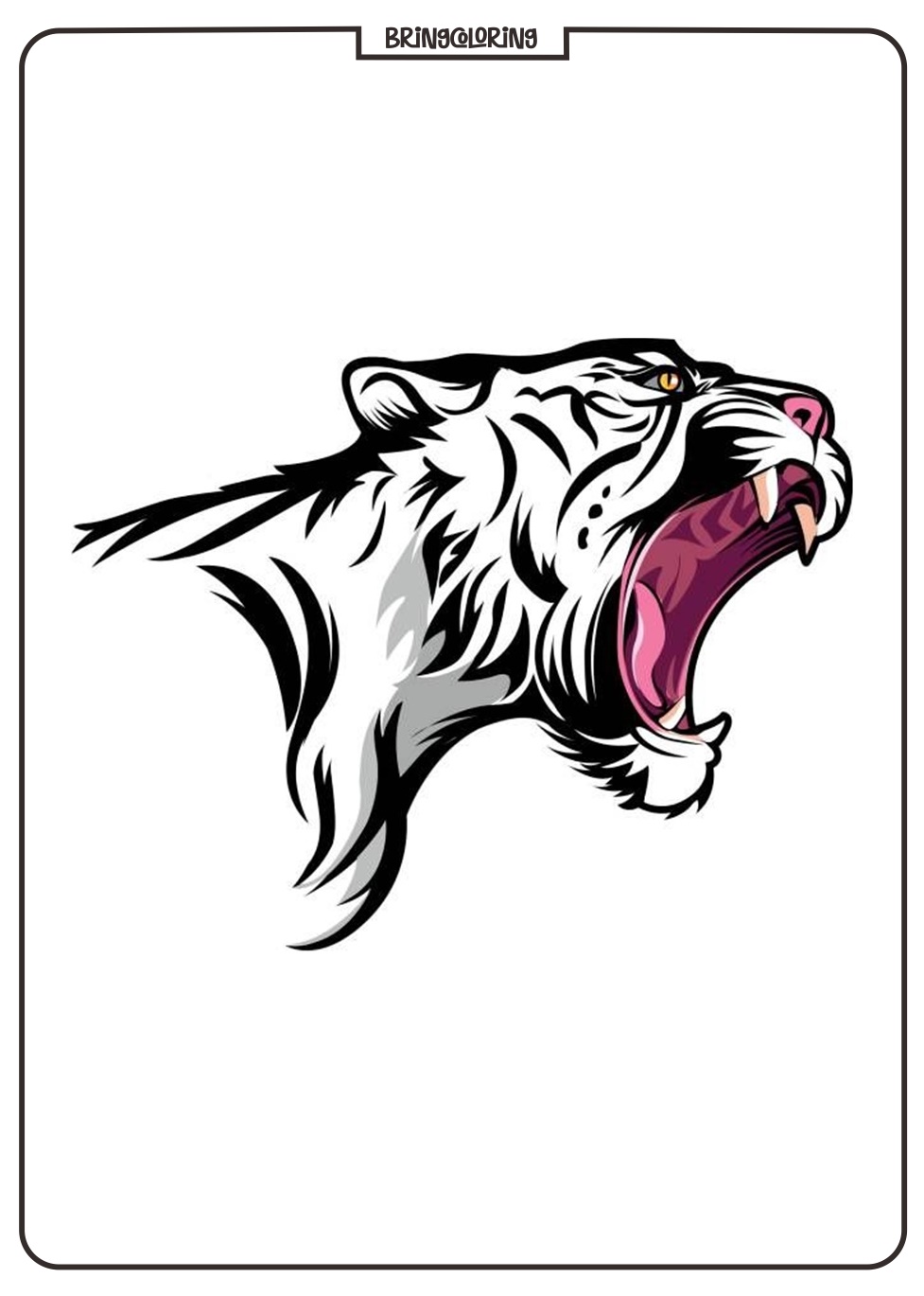 Online Angry Tiger Head Coloring Page